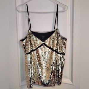 J Crew sequin holiday tank gold and black NWT